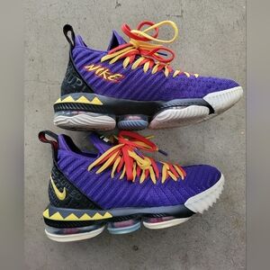 Nike Lebron 16 Purple and Yellow Basketball Shoes